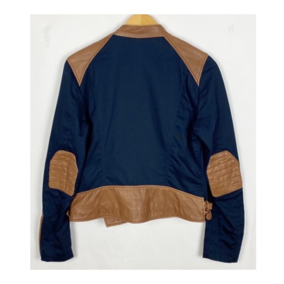 Lauren Ralph Lauren Leather Cotton Moto Jacket Size Medium - Picture 4 of 11